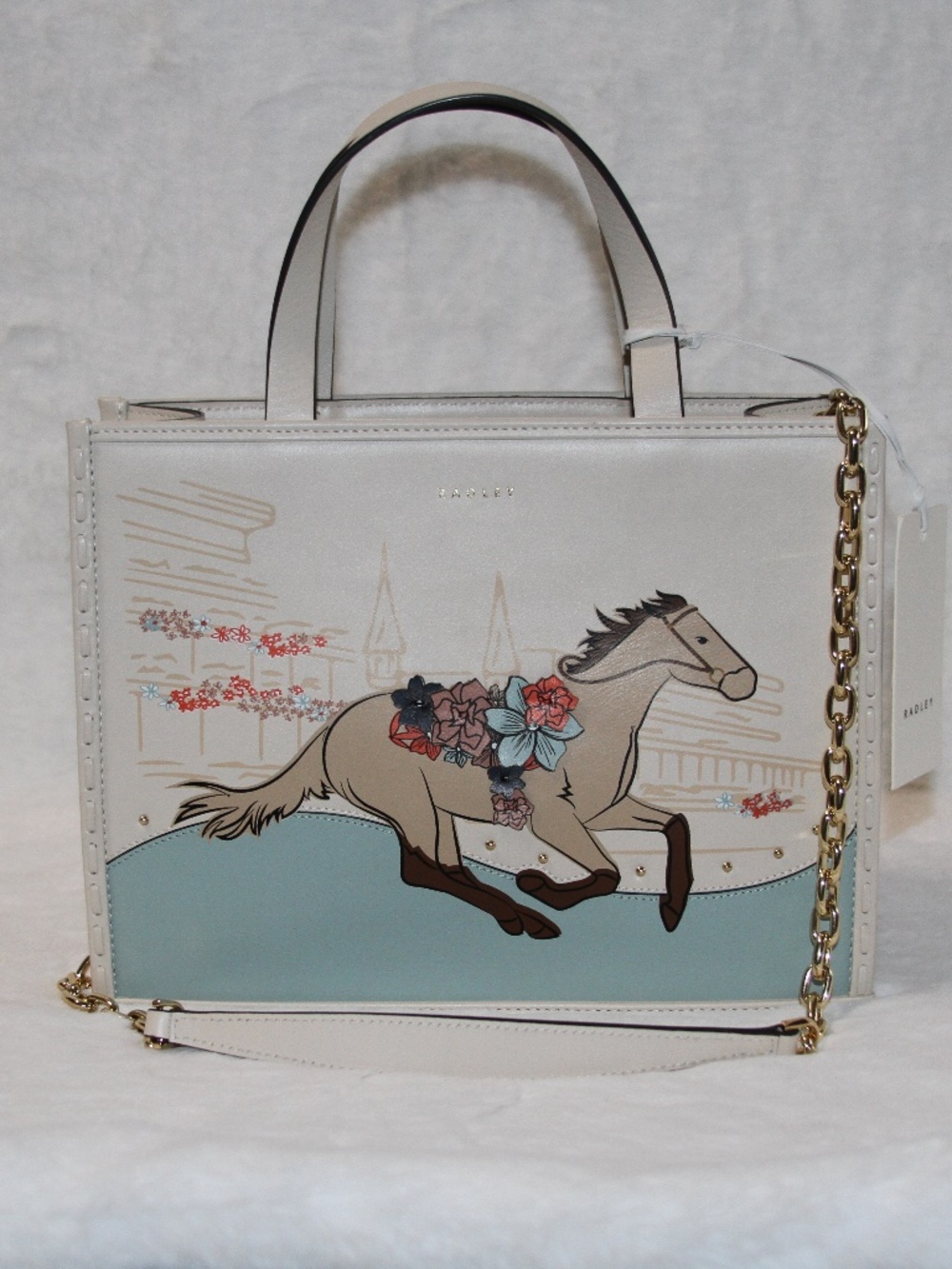 Radley London Kentucky Derby 26 Small Zip Top Satchel Grab Bag Leather Purse